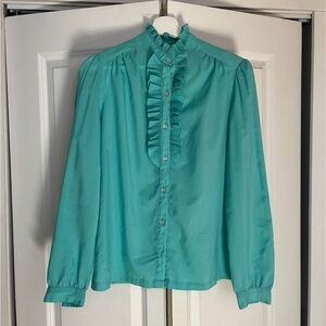 Vintage silk Teal Blouse